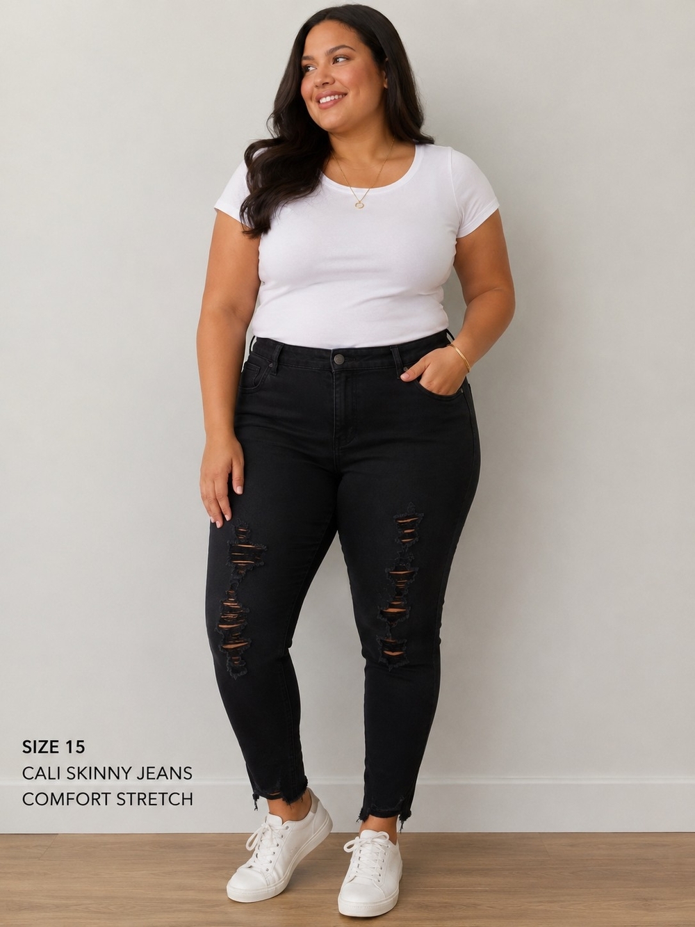 Black Distressed Skinny Jeans - Cali Skinny
